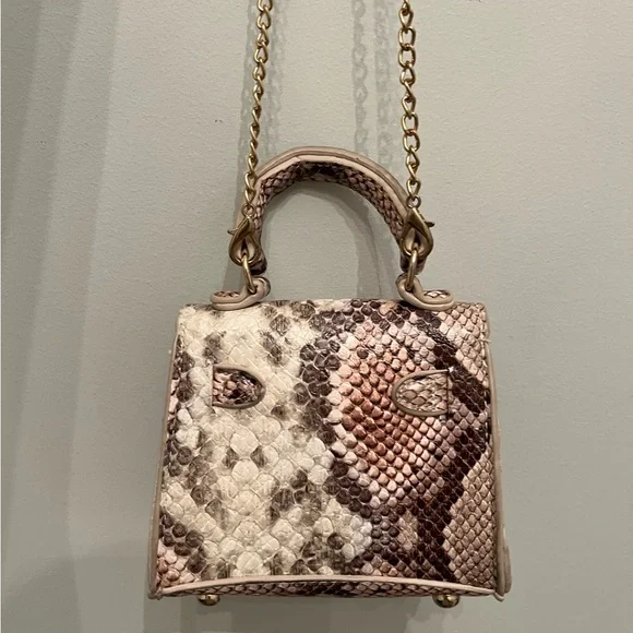 Mini Handbag Chain link Snakeskin Patterned - Picture 2 of 9